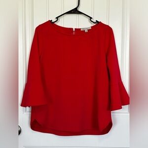 Green Envelope Ruffle Sleeve Blouse